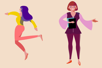 women character Are happy and focus on her job