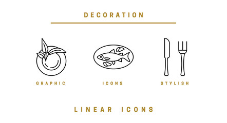 Food icons in linear style. icon vector graphic.
