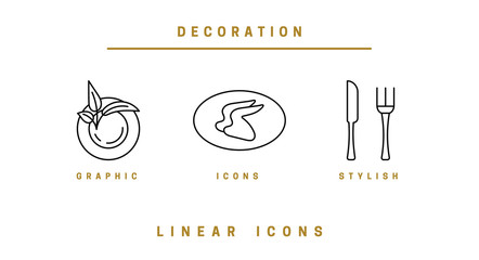 Food icons in linear style. icon vector graphic.