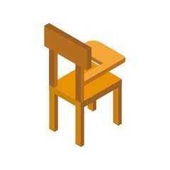 Chair With Writing Board Isometric Flat Icon Isolated in White