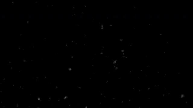 Lot of dust flies to right and up. Appearance and disappearance. Transparent background