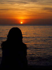 南国リゾート　夕陽　夕焼け