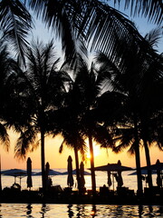 南国リゾート　夕陽　夕焼け