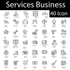 Service Business 40 Icons Set Vector, Retail and Trade Symbol on White background