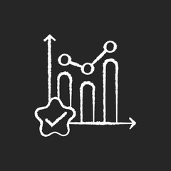 Statistic progress chalk white icon on black background. Accounting analysis. Quality control. Exam financial graph. Diagnosis of economic chart. Isolated vector chalkboard illustration