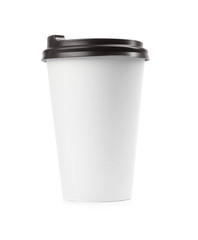 Takeaway paper coffee cup isolated on white