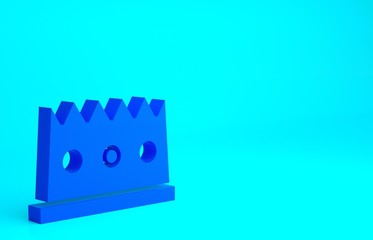 Blue King crown icon isolated on blue background. Minimalism concept. 3d illustration 3D render.