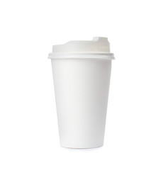 Takeaway paper coffee cup isolated on white