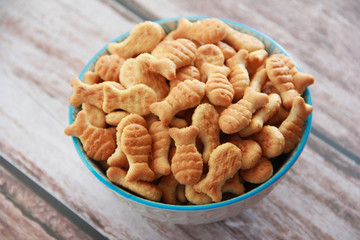 edible dry a cookies in the form of fish