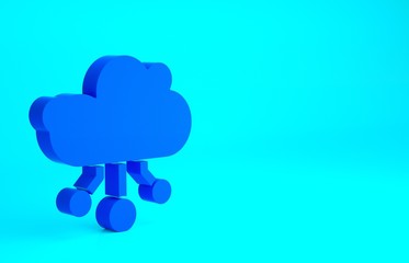 Blue Internet of things icon isolated on blue background. Cloud computing design concept. Digital network connection. Minimalism concept. 3d illustration 3D render.
