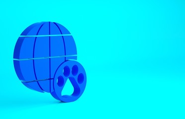 Blue World pet icon isolated on blue background. Minimalism concept. 3d illustration 3D render.
