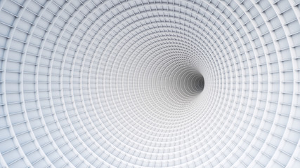 Abstract white bent tunnel. modern cg background. 3d rendering