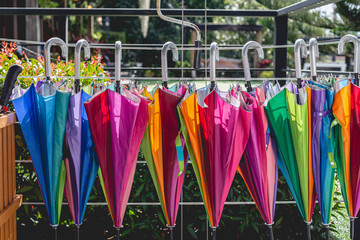 storage of different colors umbrella