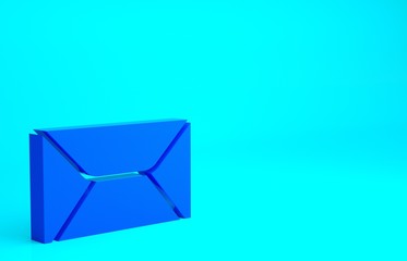 Blue Envelope icon isolated on blue background. Email message letter symbol. Minimalism concept. 3d illustration 3D render.