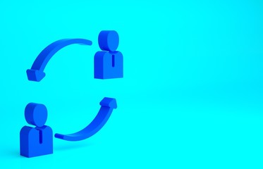 Blue Human resources icon isolated on blue background. Concept of human resources management, professional staff research, head hunter job. Minimalism concept. 3d illustration 3D render.