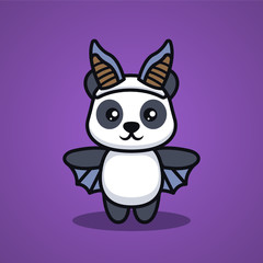 Cute panda with Halloween costume mascot design illustration