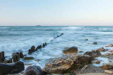 The coast of the buy of Odessa at dawn