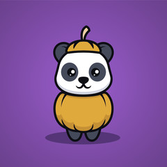 Cute panda with Halloween costume mascot design illustration