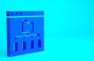 Blue Browser files icon isolated on blue background. Minimalism concept. 3d illustration 3D render.