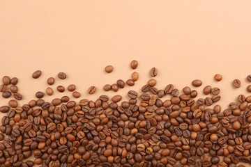 coffee beans on a colored background. Place to insert text, minimalism
