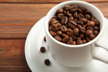 coffee beans on a colored background. Place to insert text, minimalism
