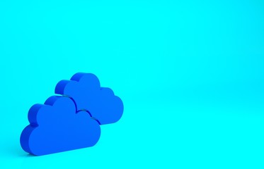 Blue Cloud icon isolated on blue background. Minimalism concept. 3d illustration 3D render.