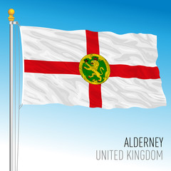 Alderney official flag, United Kingdom, vector illustration
