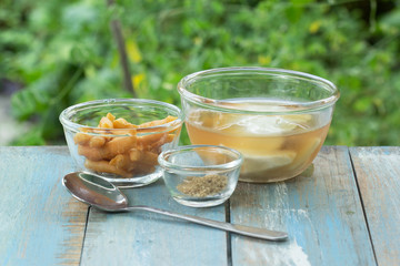 Bean junket / soft bean curd  with sweet warm ginger syrup