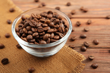 coffee beans on a colored background. Place to insert text, minimalism
