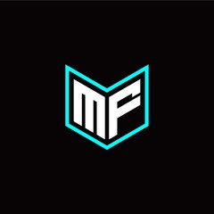 initial M F letter with book style logo template vector
