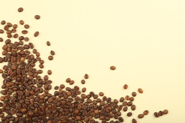 coffee beans on a colored background. Place to insert text, minimalism
