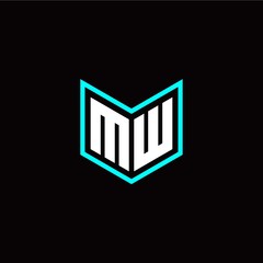 initial M W letter with book style logo template vector