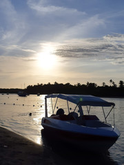 boat at sunset