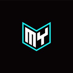 initial M Y letter with book style logo template vector