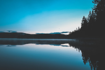Lake reflection during sunset