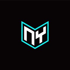 initial N Y letter with book style logo template vector