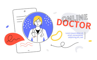 Online doctor - modern colorful flat design style web banner