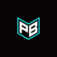 initial P B letter with book style logo template vector