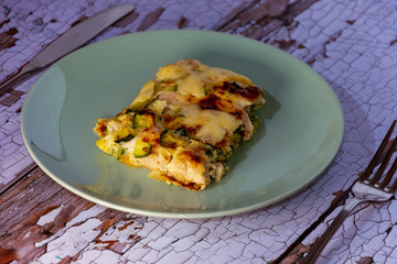 portion of baked zucchini omelette