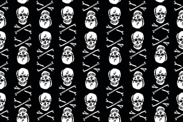 black and white seamless skull and crossbones pattern