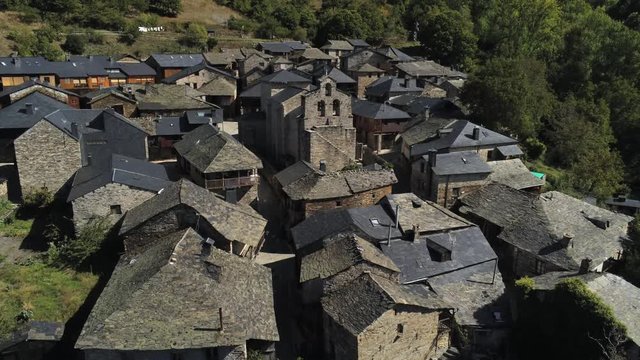 Beautiful village of Pe&ntilde;alba de Santiago. Leon, Spain. Aerial Drone Footage