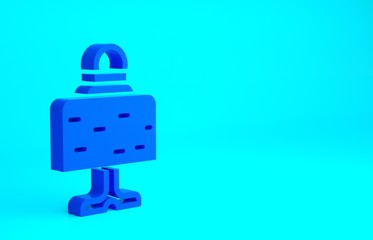 Blue Magic ball on table icon isolated on blue background. Crystal ball. Minimalism concept. 3d illustration 3D render.