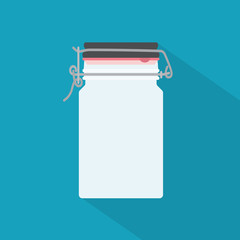 glass jar with metal clip and gasket icon- vector illustration