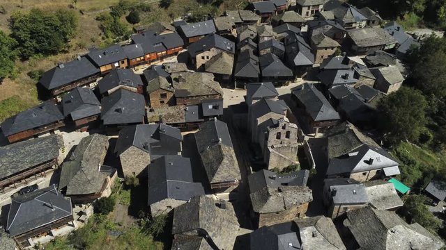 Beautiful village of Pe&ntilde;alba de Santiago. Leon, Spain. Aerial Drone Footage