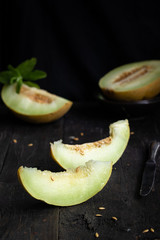 Sweet sugary yellow cut  melon 