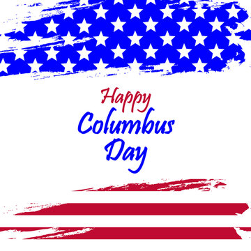 Watercolor usa flag for columbus day, vector art illustration.