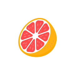 Slice of grapefruit icon. Grapefruit peace vector illustration isolated on white. Tasty sweet fruit symbol.