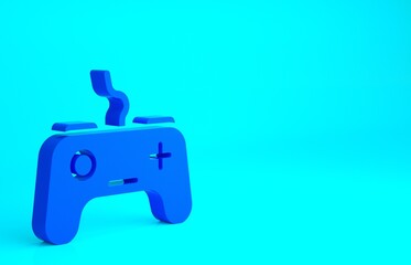 Blue Gamepad icon isolated on blue background. Game controller. Minimalism concept. 3d illustration 3D render.