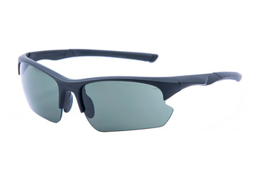Fashion sunglasses black frames on white background.