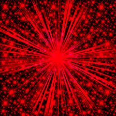 青い背景と抽象的な赤い光の爆発